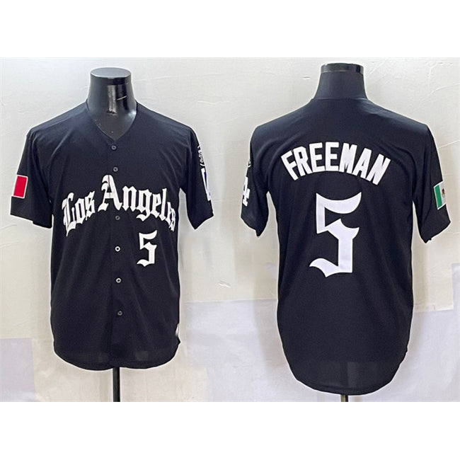 Los Angeles Dodgers #5 Freddie Freeman Black JEROMEN Mexico 2025 LA Gothic Style With Fernando Patch Vapor Premier Limited Stitched Jersey