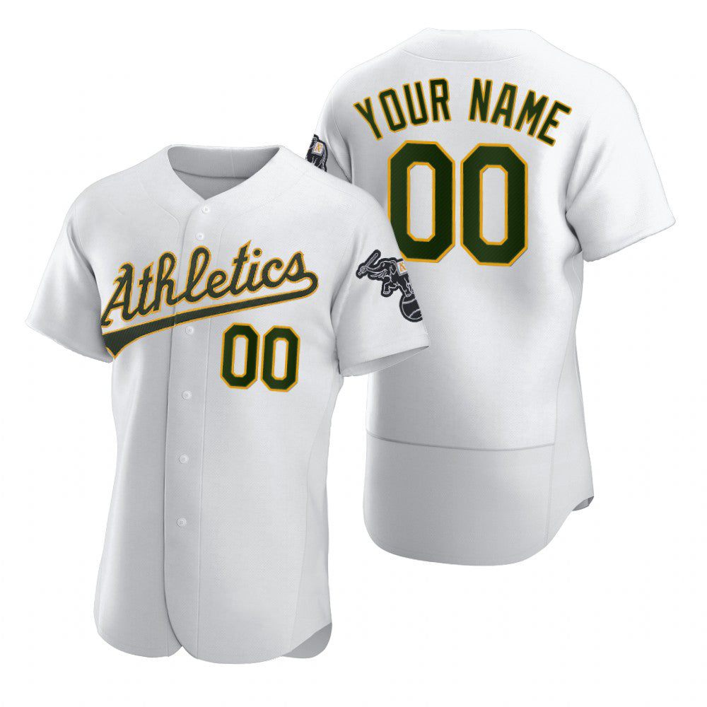Custom Oakland Athletics White JEROMEN 2020 Stitched Flex Base Jersey