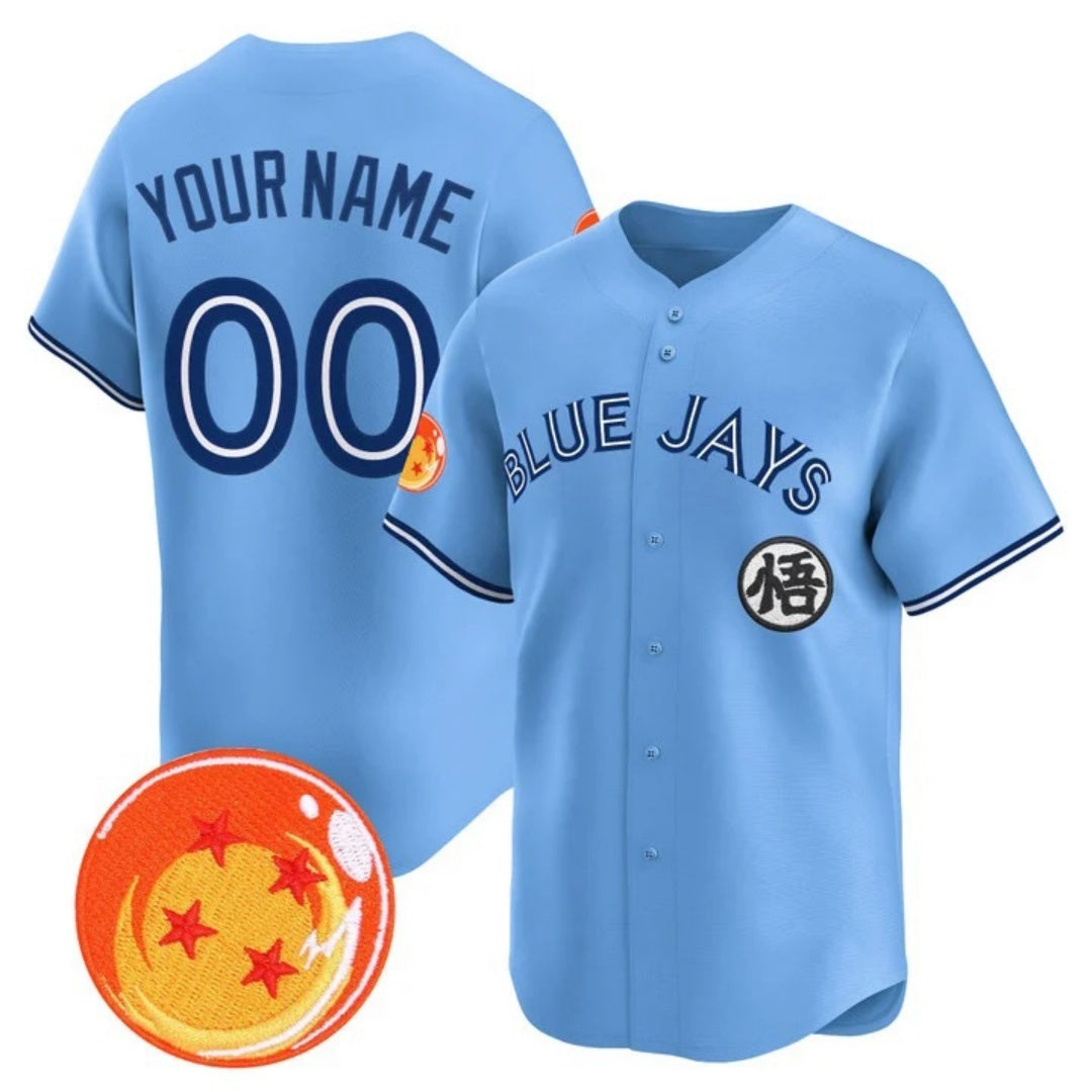 Custom Toronto Blue Jays x Dragon Ball Blue JEROMEN Vapor Premier Limited Jersey - All Stitched
