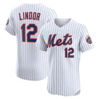 New York Mets #12 Francisco Lindor White JEROMEN Home Elite Player Jersey