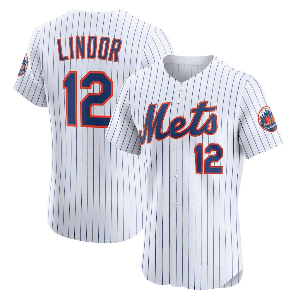 New York Mets #12 Francisco Lindor White JEROMEN Home Elite Player Jersey