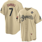 Arizona Diamondbacks #7 Corbin Carroll Gold JEROMEN 2023 World Series City Connect Cool Base Stitched Jersey
