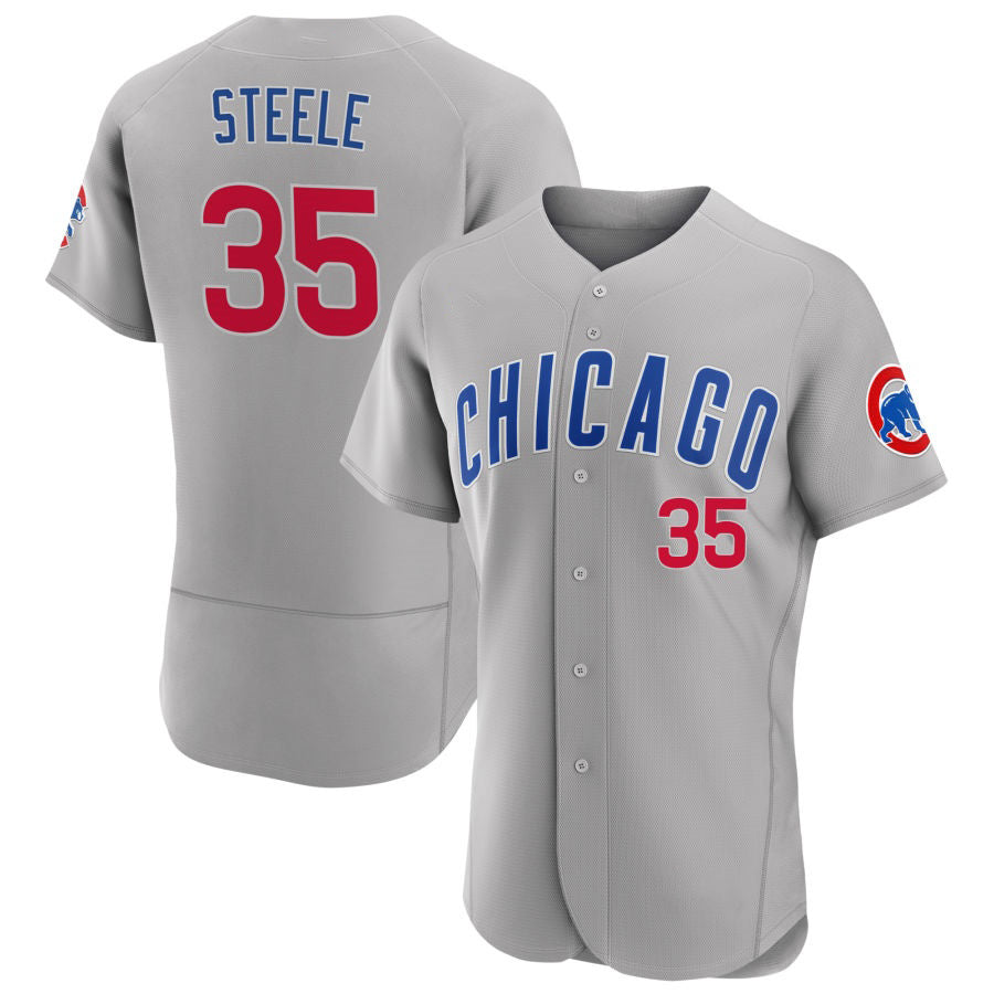 Chicago Cubs #35 Justin Steele Gray JEROMEN Road Flex Base Player Jersey