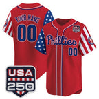 Custom Philadelphia Phillies America 250 Edition Vapor Premier Limited Red JEROMEN Stitched Jerseys