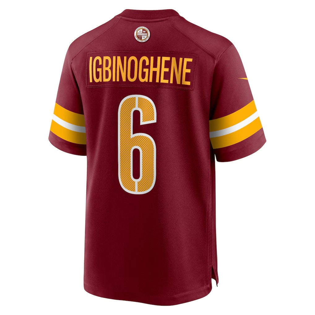 W.Commanders #6 Noah Igbinoghene Burgundy JEROMEN Team Game Jersey