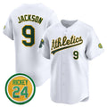Oakland Athletics #9 Reggie Jackson White JEROMEN 2024 Home Limited With Rickey Henderson Patch Stitched Jersey