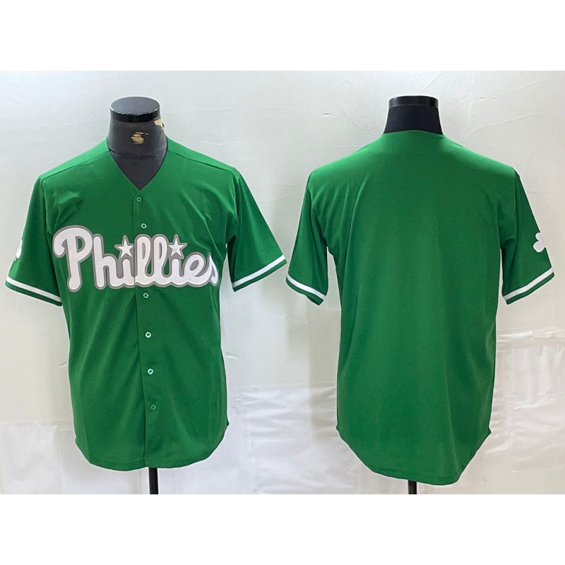 Philadelphia Phillies Blank Green JEROMEN Celtic Stitched Cool Base Jersey