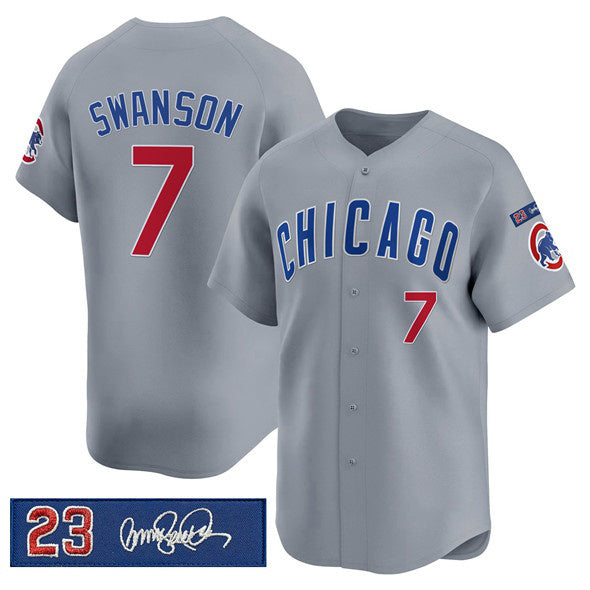 Chicago Cubs #7 Dansby Swanson Gray JEROMEN 'Ryne Sandberg Tribute' Vapor Limited V3 Stitched Jersey