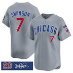 Chicago Cubs #7 Dansby Swanson Gray JEROMEN 'Ryne Sandberg Tribute' Vapor Limited V3 Stitched Jersey