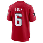 A.Falcons #6 Nick Folk Red JEROMEN Team Game Jersey