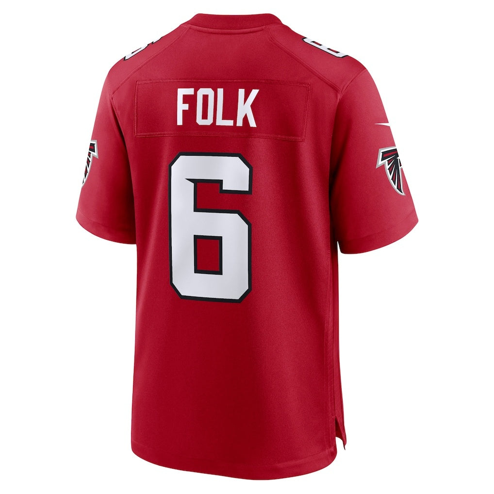 A.Falcons #6 Nick Folk Red JEROMEN Team Game Jersey