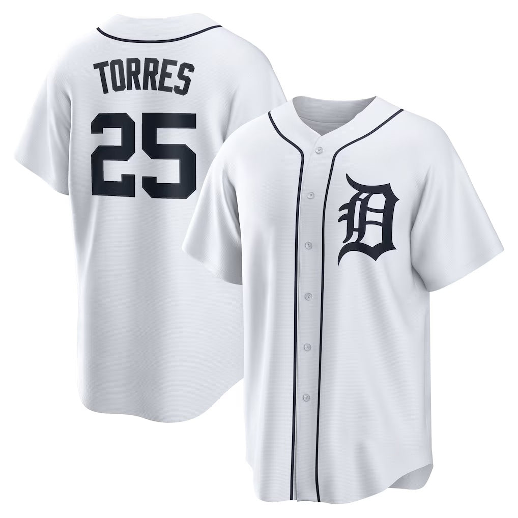 Detroit Tigers #25 Gleyber Torres White JEROMEN Home Replica Jersey