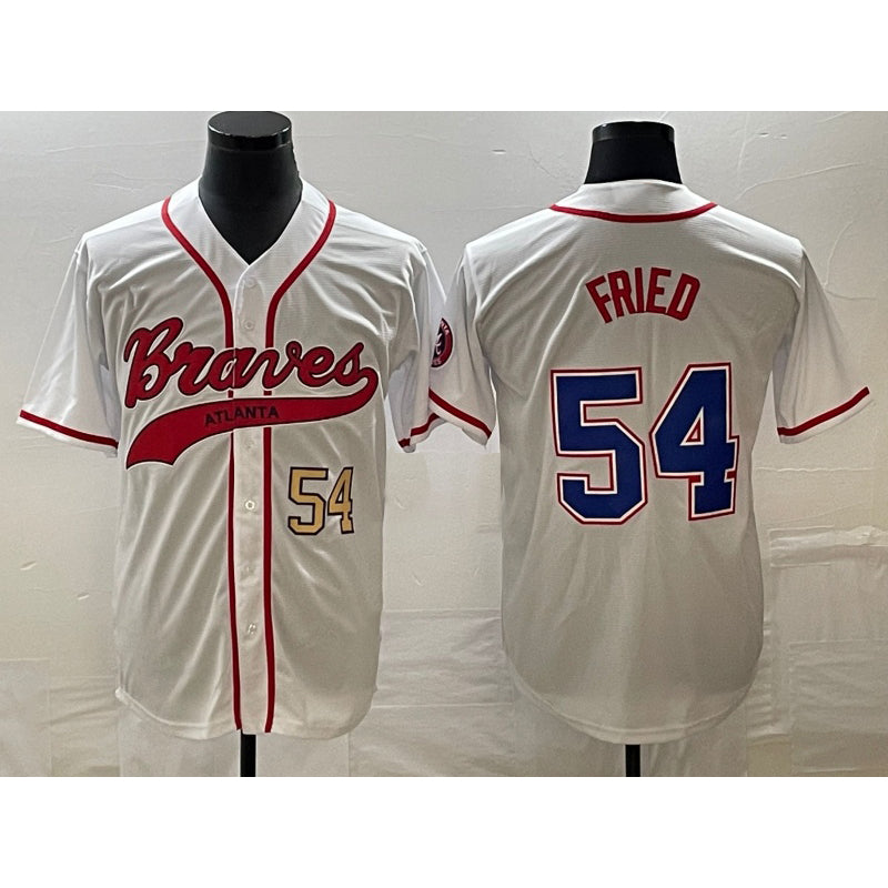Atlanta Braves #54 Max Fried Number White JEROMEN Cool Base With Patch Stitched Jersey