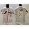 Houston Astros #3 Jeremy Pena Number 2023 White Gold JEROMEN World Serise Champions Patch Flex Base Stitched Jersey 2