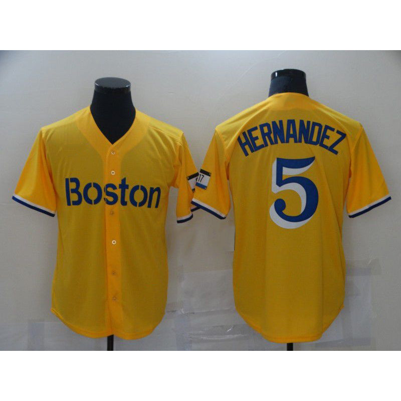 Boston Red Sox #5 Hernandez Yellow JEROMEN City Edition Game 2021 Jerseys