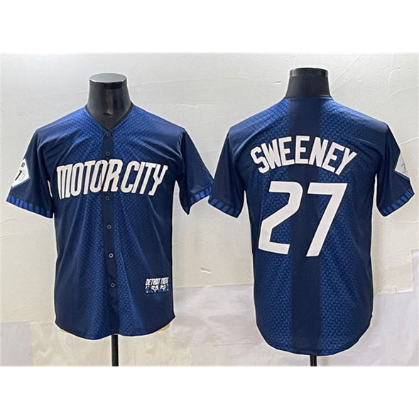 Detroit Tigers #27 Trey Sweeney 2024 Navy JEROMEN City Connect Cool Base Limited Stitched Jersey