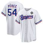 Texas Rangers #54 Mart¨ªn P¨¦rez White JEROMEN 2023 World Series Stitched Jersey