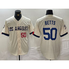 Los Angeles Dodgers #50 Mookie Betts Number Cream JEROMEN 2024 City Connect Limited Stitched Jersey 2