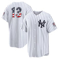 New York Yankees #13 Jazz Chisholm Jr. USA 250 Fourth of July Home Stadium Jersey - White JEROMEN