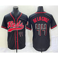 Cincinnati Reds #44 Elly De La Cruz Number Black JEROMEN With Patch Cool Base Stitched Jersey