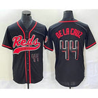 Cincinnati Reds #44 Elly De La Cruz Number Black JEROMEN With Patch Cool Base Stitched Jersey