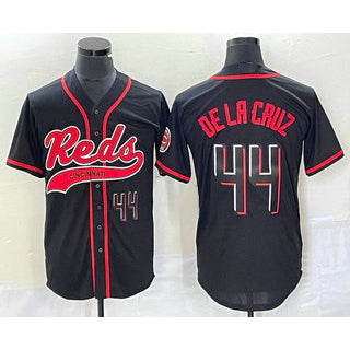Cincinnati Reds #44 Elly De La Cruz Number Black JEROMEN With Patch Cool Base Stitched Jersey