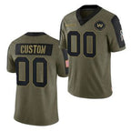 Custom W.Football Team Olive JEROMEN ACTIVE PLAYER 2021 Salute To Service Limited Stitched Jersey