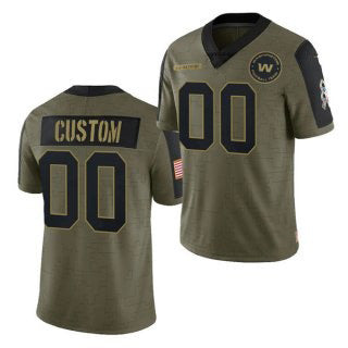 Custom W.Football Team Olive JEROMEN ACTIVE PLAYER 2021 Salute To Service Limited Stitched Jersey