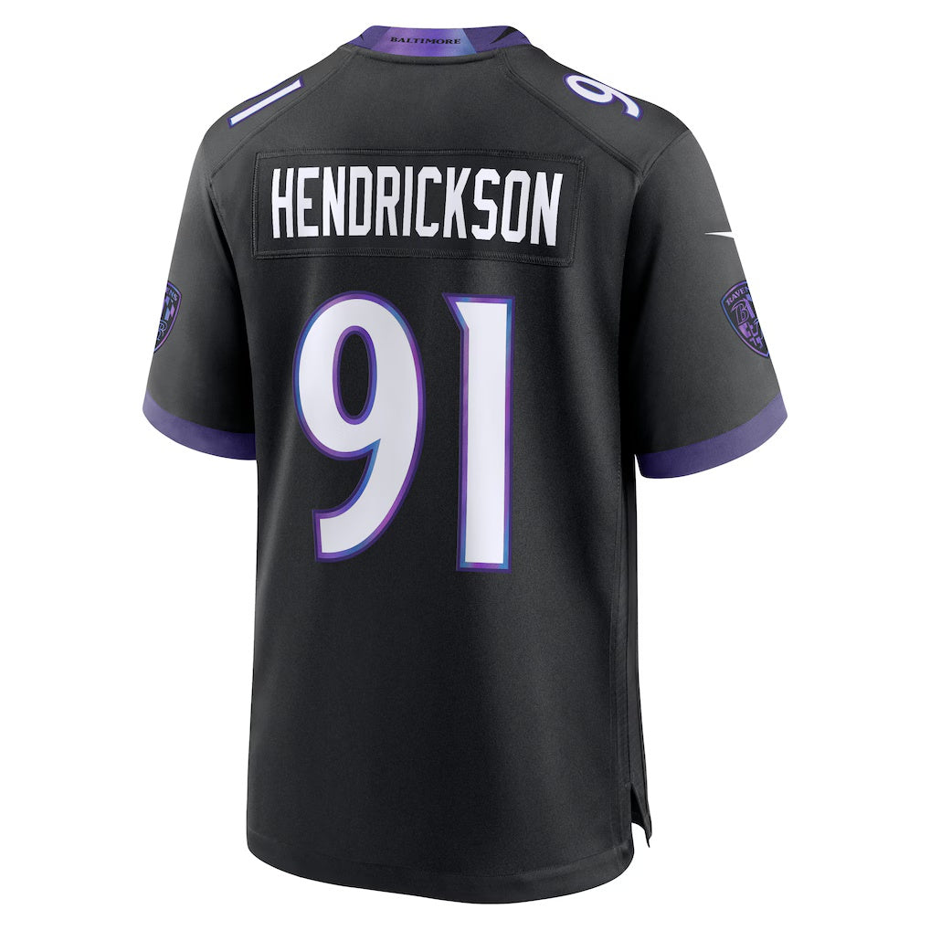 B.Ravens #91 Trey Hendrickson Black JEROMEN Alternate Game Jersey