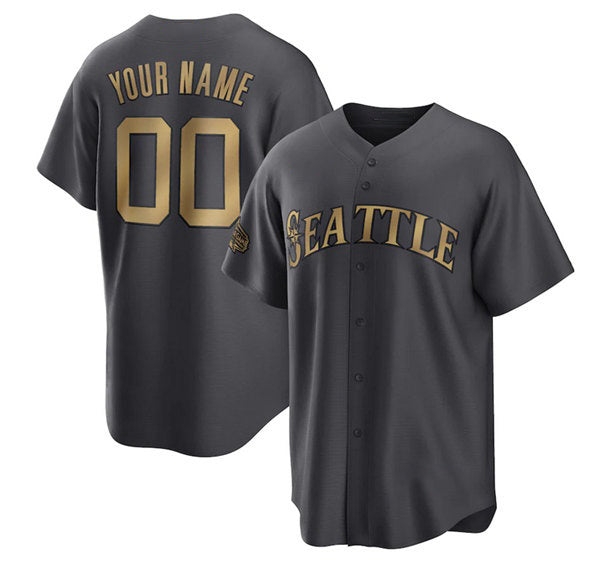 Custom Seattle Mariners Active Player Charcoal JEROMEN 2022 All-Star Cool Base Stitched Jersey