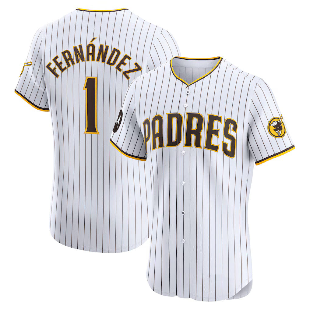San Diego Padres #1 Tony Fern¨¢ndez White JEROMEN Home Elite Sponsor Patch Player Jersey
