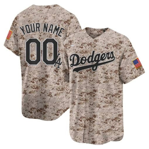 Custom Los Angeles Dodgers USMC Alternate Vapor Premier Limited Jersey ¨C Desert JEROMEN