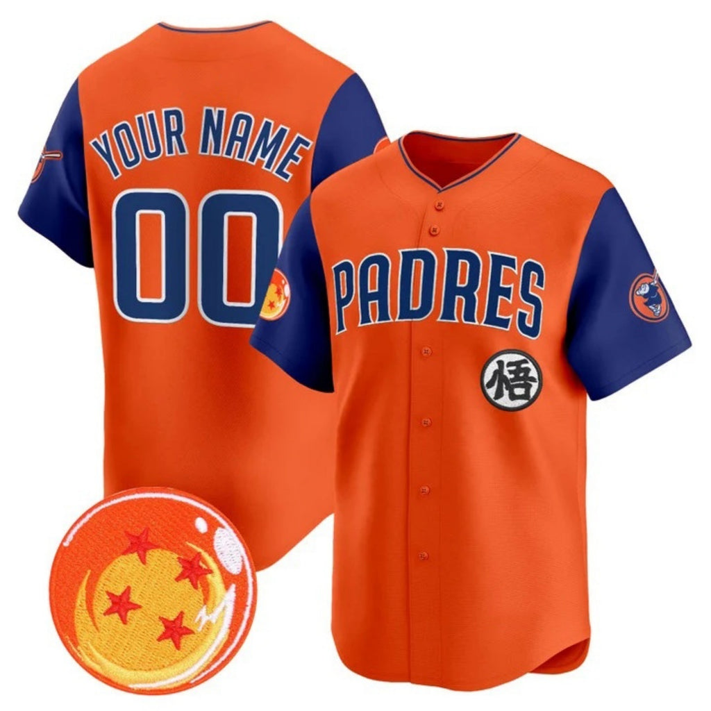 Custom San Diego Padres x Dragon Ball Royal Orange JEROMEN Vapor Premier Limited Jersey - All Stitched