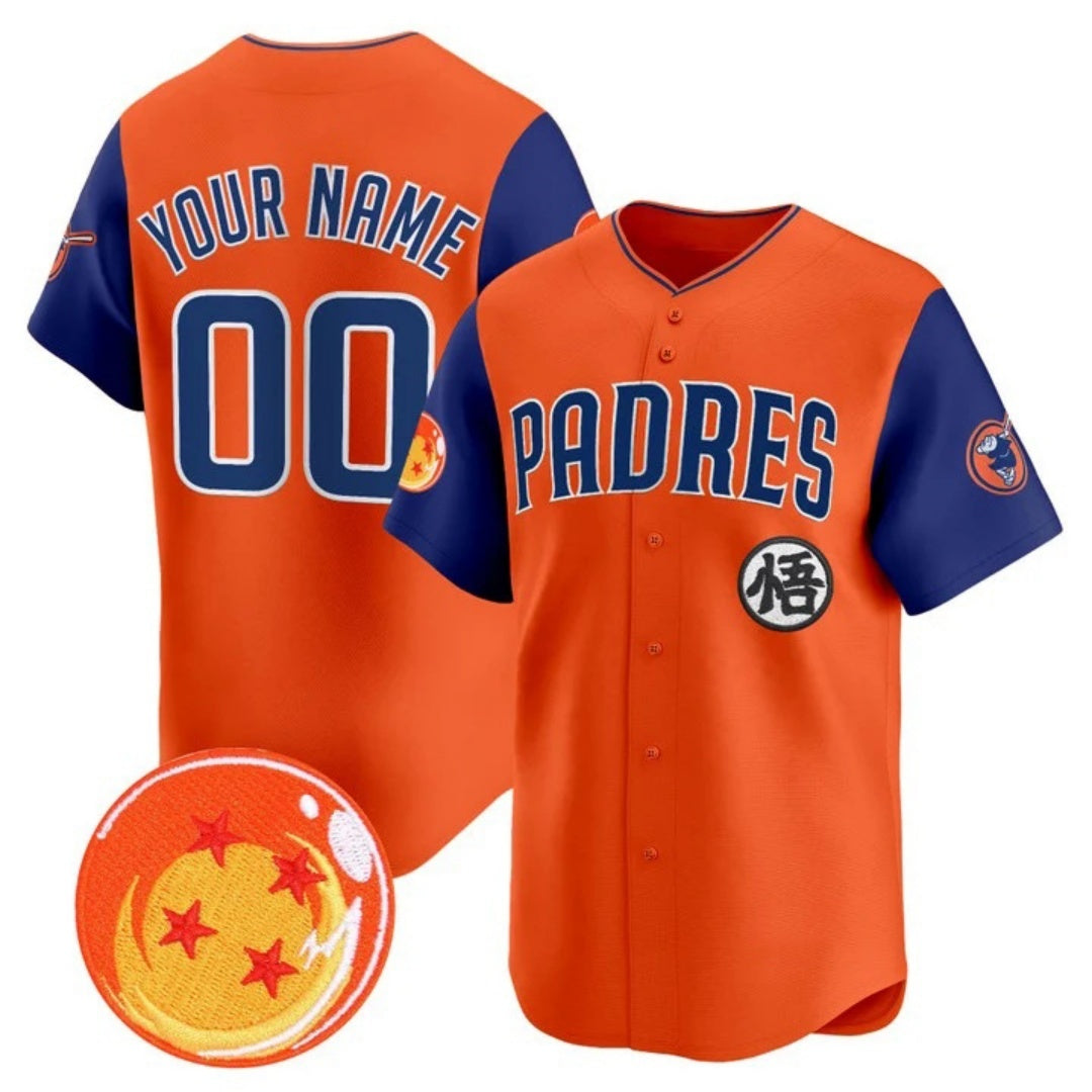 Custom San Diego Padres x Dragon Ball Royal Orange JEROMEN Vapor Premier Limited Jersey - All Stitched