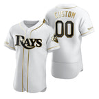 Custom Tampa Bay Rays White JEROMEN Stitched Flex Base Golden Edition Jersey