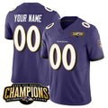 Custom B.Ravens Active Player Purple JEROMEN 2023 F.U.S.E. AFC North Champions Vapor Limited Stitched Jersey