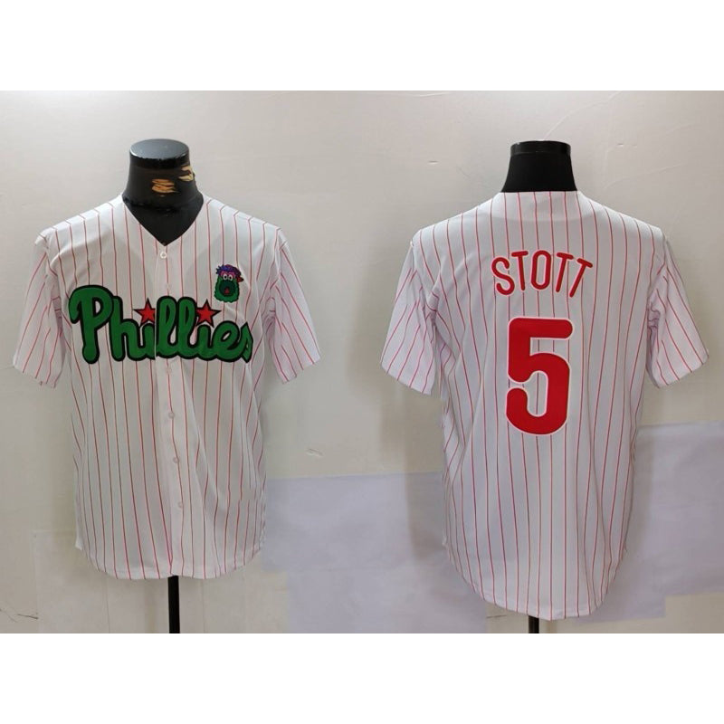 Philadelphia Phillies #5 Bryson Stott White Green JEROMEN Cool Base Stitched Jersey 2