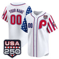 Custom Philadelphia Phillies America 250 Edition Vapor Premier Limited White JEROMEN Stitched Jerseys