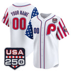 Custom Philadelphia Phillies America 250 Edition Vapor Premier Limited White JEROMEN Stitched Jerseys