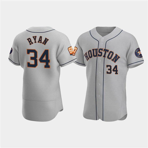 Houston Astros #34 Nolan Ryan Gray JEROMEN 60th Anniversary Flex Base Stitched Jersey