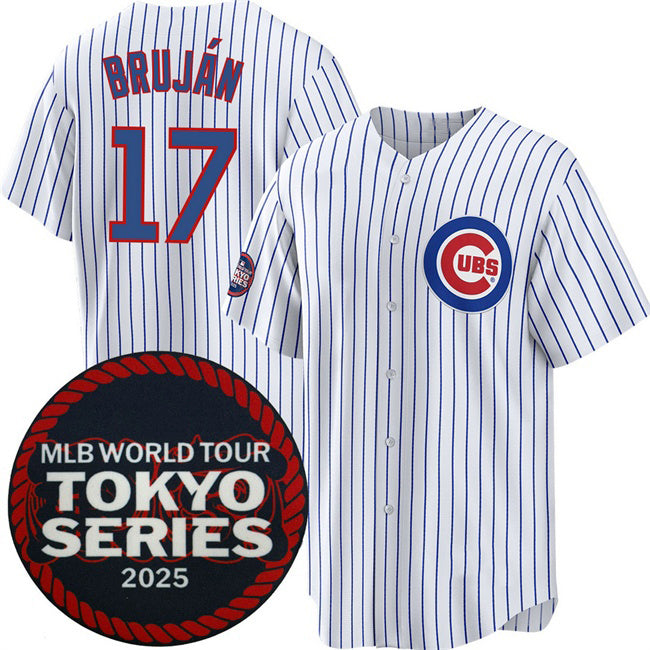 Chicago Cubs #17 Vidal Bruj¨¢n White JEROMEN 2025 World Tour Tokyo Series Home Stitched Jersey