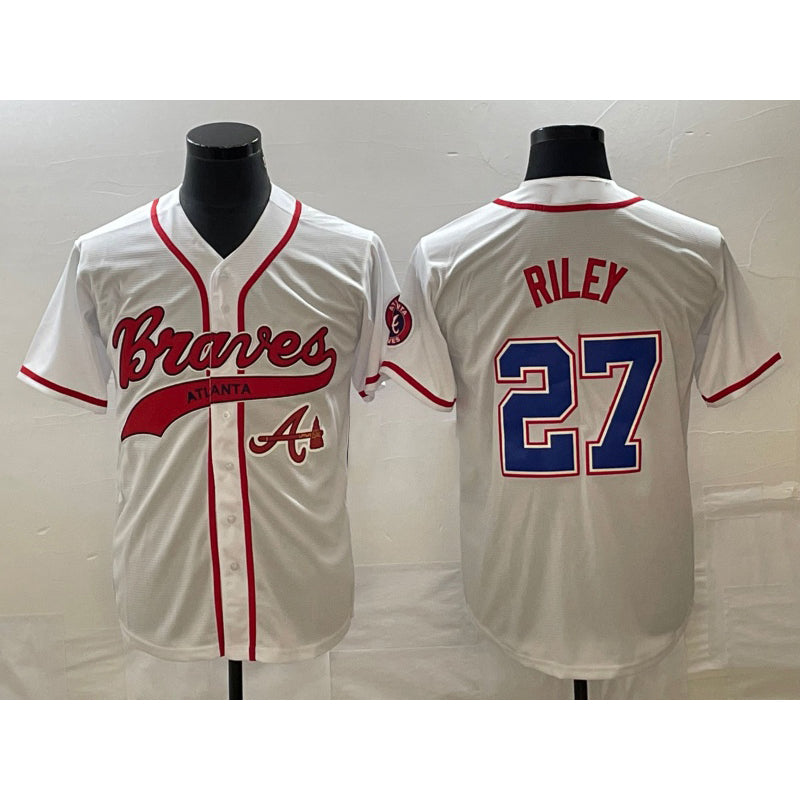 Atlanta Braves #27 Austin Riley White JEROMEN Cool Base With Patch Stitched Jersey
