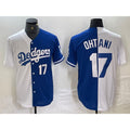 Los Angeles Dodgers #17 Shohei Ohtani Number White Blue JEROMEN Two Tone Stitched Jersey 3