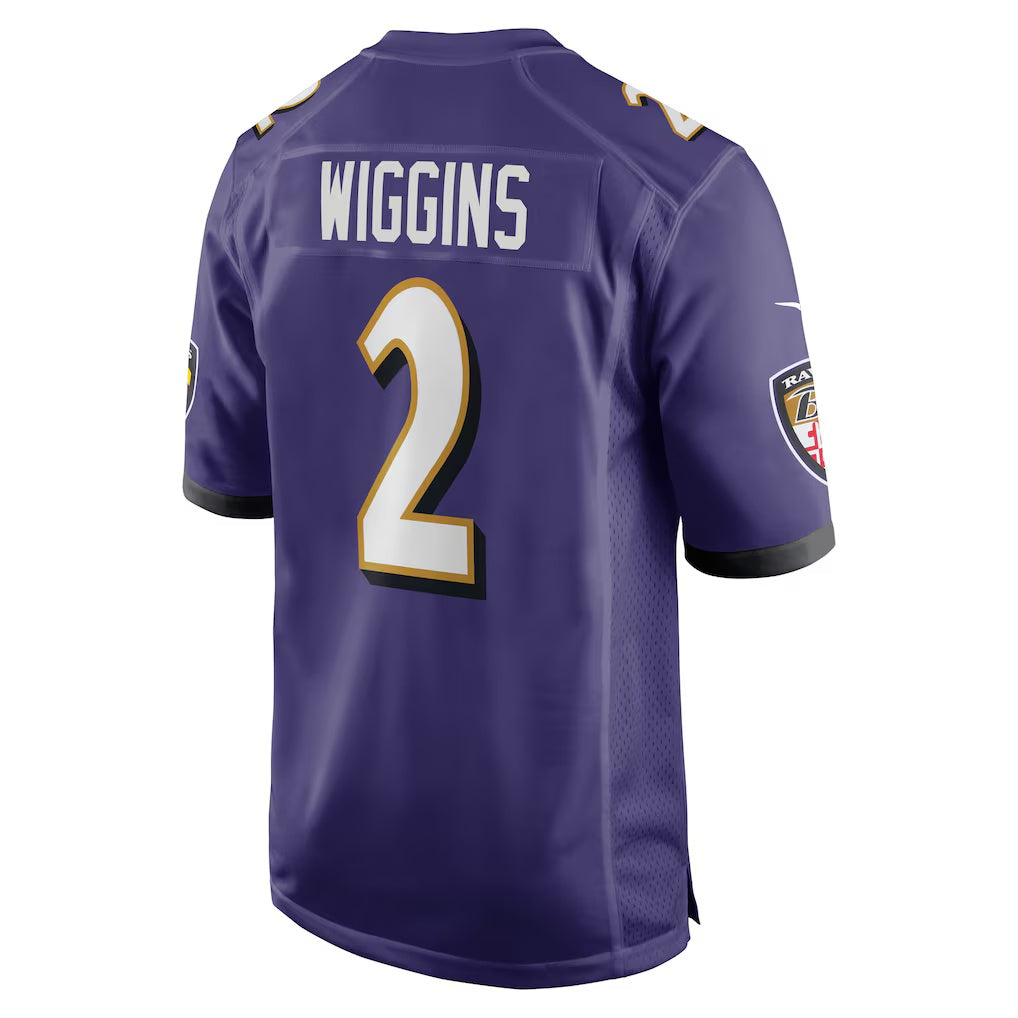 B.Ravens #2 Nate Wiggins Purple JEROMEN Player Game Jersey