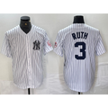 New York Yankees #3 Babe Ruth Name White JEROMEN With Patch 2024 Cool Base Stitched Jersey
