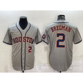 Houston Astros #2 Alex Bregman Number Grey JEROMEN With Patch Stitched Cool Base Jersey