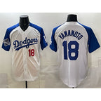Los Angeles Dodgers #18 Yoshinobu Yamamoto White Royal JEROMEN 2025 World Series Champions Patch Limited Stitched Jersey