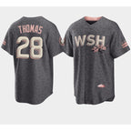 Washington Nationals #28 Lane Thomas 2022 Grey JEROMEN City Connect Cherry Blossom Cool Base Stitched Jersey