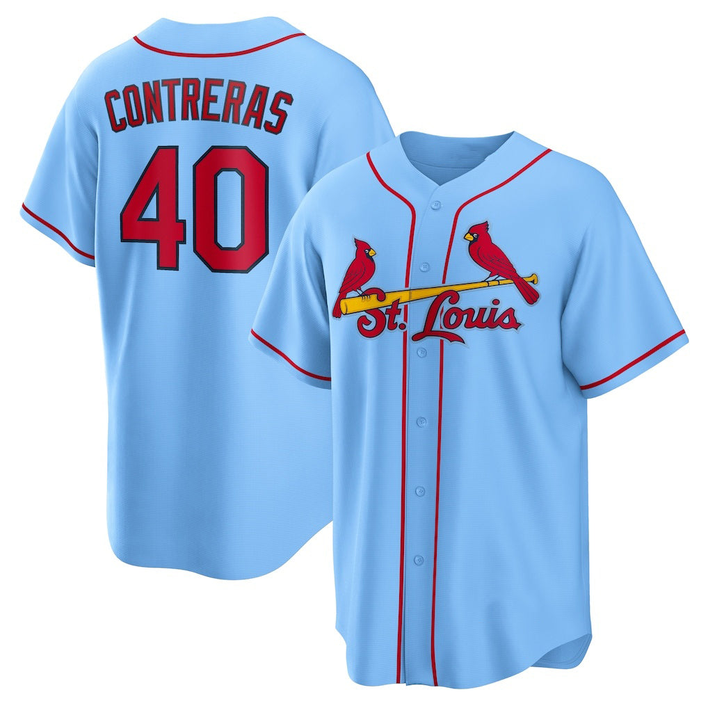 St. Louis Cardinals #40 Willson Contreras Light Blue JEROMEN Alternate Replica Jersey