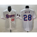 Texas Rangers #28 Jonah Heim Number White JEROMEN 2023 World Series Champions Cool Base Jersey 2